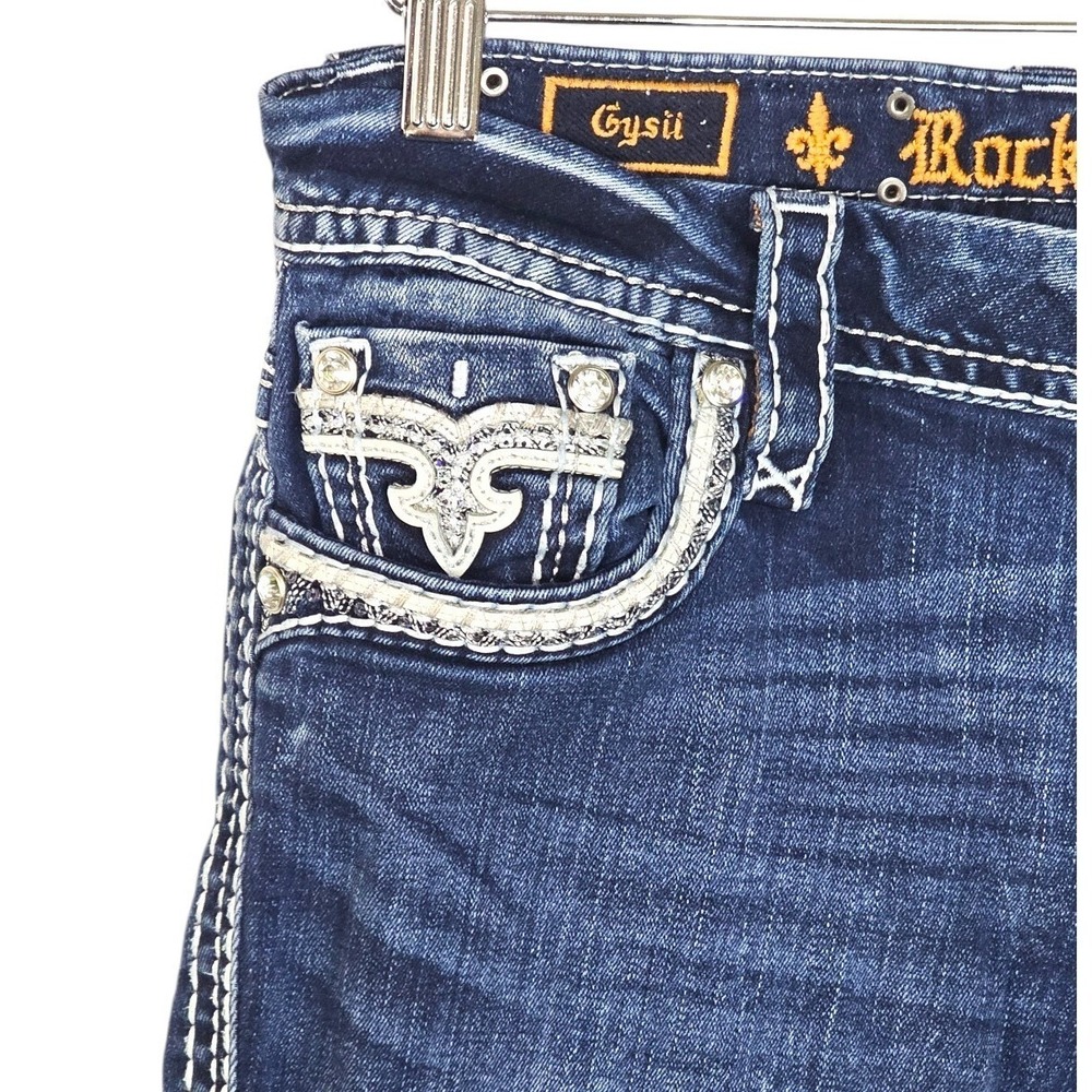 Rock Revival Giselle‎ Bootcut Jeans Womens Sz 28 Y2K Thick Stitch Medium Wash - Picture 3 of 9